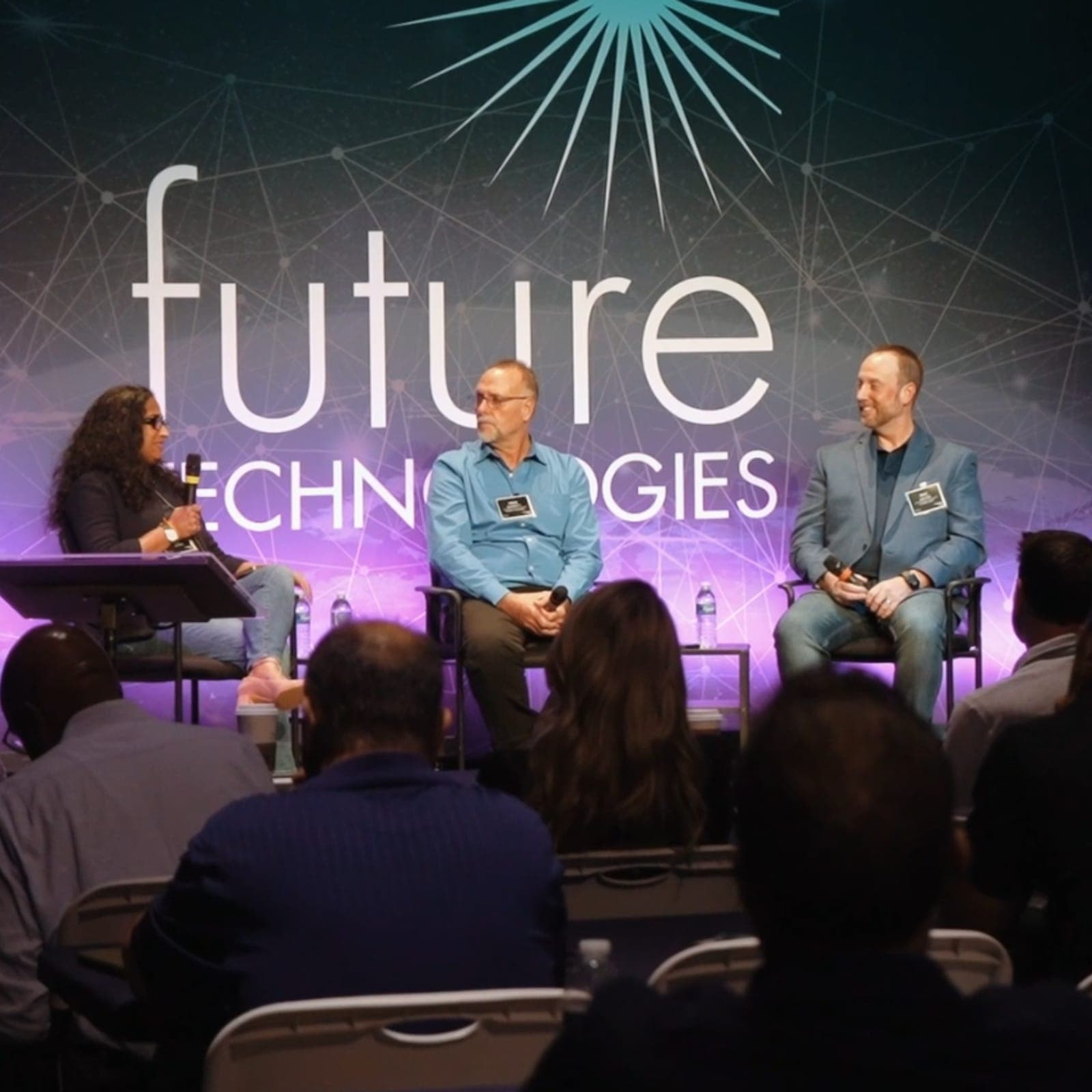 A customer session on the Future Technologies stage in the Living Lab