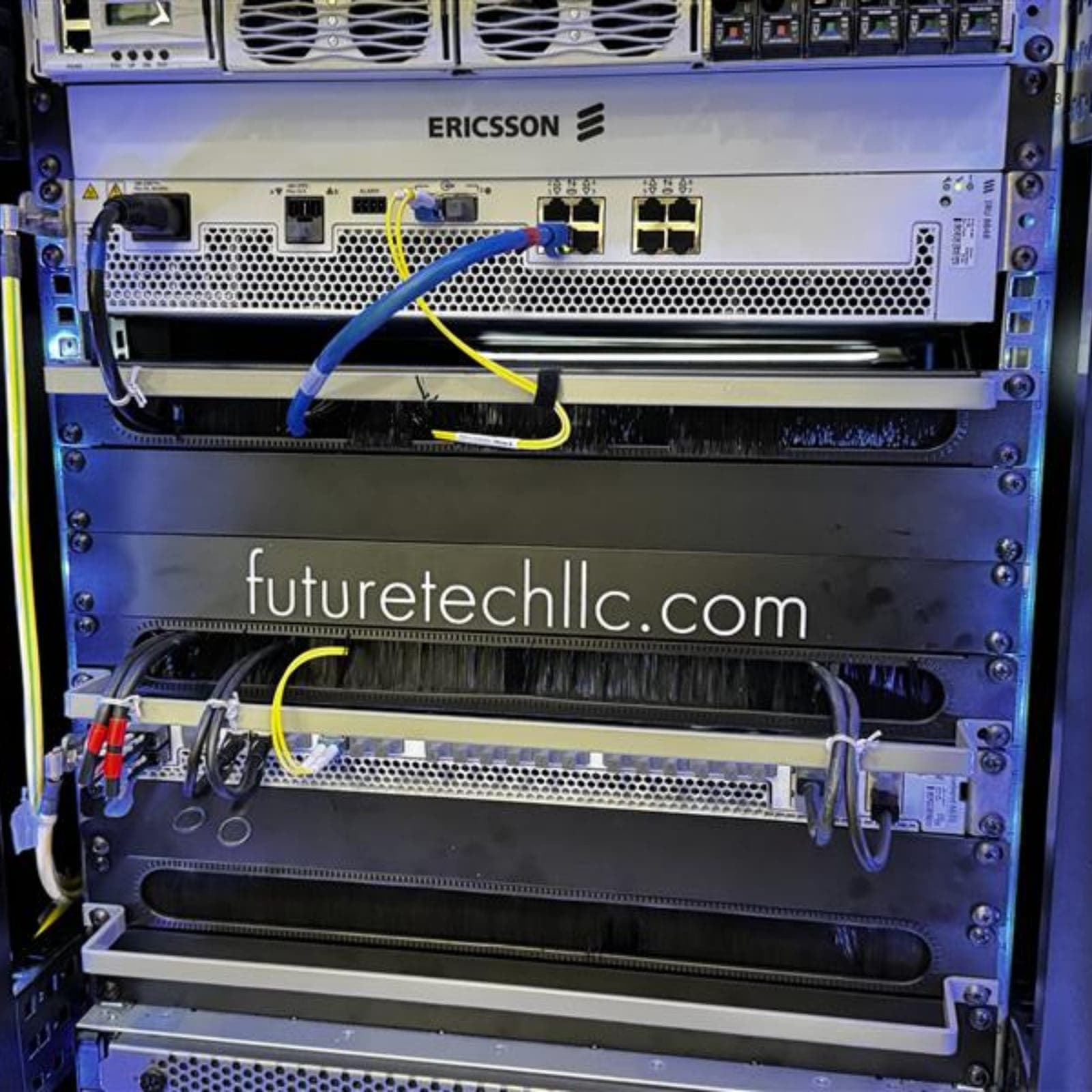 Ericsson private cellular core and network hardware racked in the Living Lab